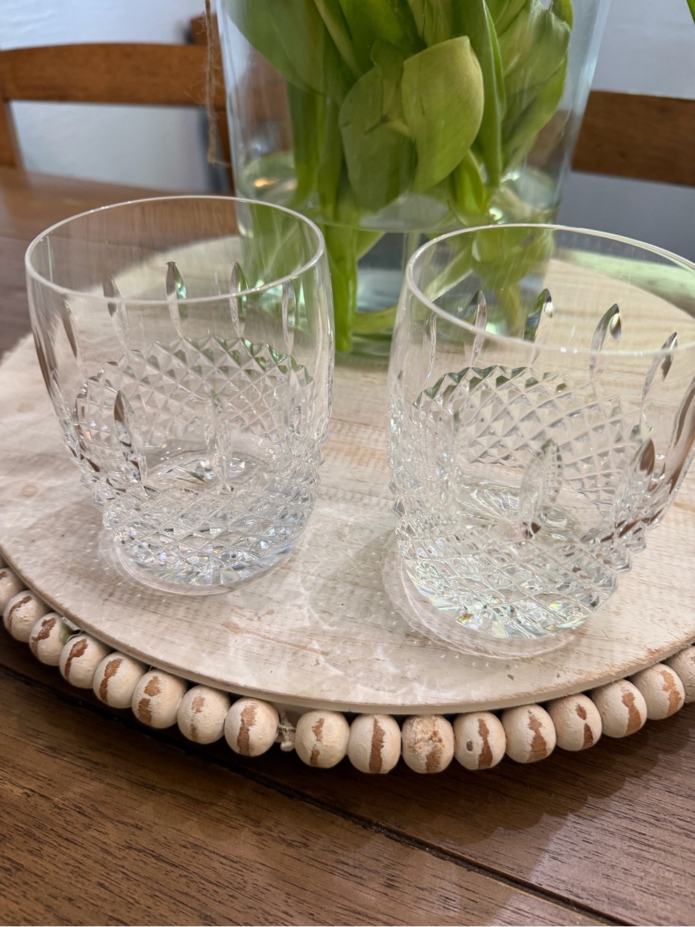 Waterford Clear Cut Crystal Double Old Fashioned Glasses - Set of 2